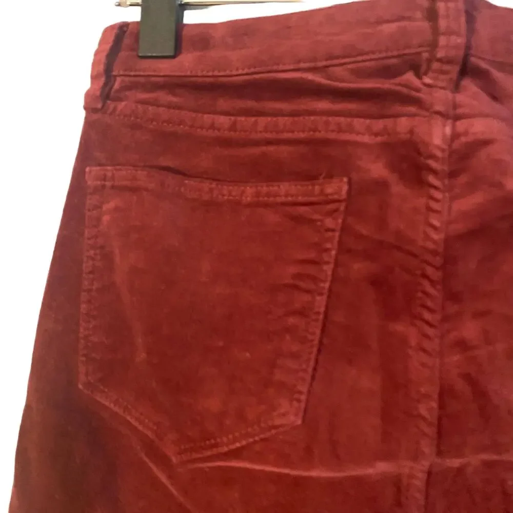 J. Crew Maroon Velvet Skinny Jeans Mid Rise Cotton Blend Women Sz 27